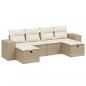 Preview: 6-tlg. Garten-Sofagarnitur mit Kissen Beige Poly Rattan