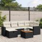 Preview: ARDEBO.de - 7-tlg. Garten-Sofagarnitur mit Kissen Schwarz Poly Rattan