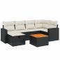 Preview: 7-tlg. Garten-Sofagarnitur mit Kissen Schwarz Poly Rattan