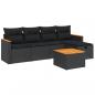 Preview: 6-tlg. Garten-Sofagarnitur mit Kissen Schwarz Poly Rattan