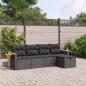 Preview: ARDEBO.de - 5-tlg. Garten-Sofagarnitur mit Kissen Schwarz Poly Rattan
