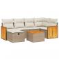 Preview: 7-tlg. Garten-Sofagarnitur mit Kissen Beige Poly Rattan
