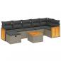 Preview: 8-tlg. Garten-Sofagarnitur mit Kissen Grau Poly Rattan