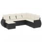 Preview: 7-tlg. Garten-Sofagarnitur mit Kissen Schwarz Poly Rattan