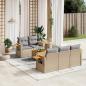 Preview: ARDEBO.de - 6-tlg. Garten-Sofagarnitur mit Kissen Beige Poly Rattan