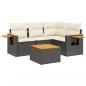 Preview: 5-tlg. Garten-Sofagarnitur mit Kissen Schwarz Poly Rattan