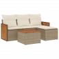 Preview: 5-tlg. Garten-Sofagarnitur mit Kissen Beige Poly Rattan