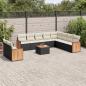 Preview: ARDEBO.de - 11-tlg. Garten-Sofagarnitur mit Kissen Schwarz Poly Rattan