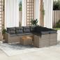 Preview: ARDEBO.de - 9-tlg. Garten-Sofagarnitur mit Kissen Grau Poly Rattan