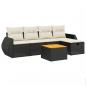 Preview: 6-tlg. Garten-Sofagarnitur mit Kissen Schwarz Poly Rattan