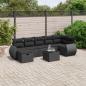 Preview: ARDEBO.de - 8-tlg. Garten-Sofagarnitur mit Kissen Schwarz Poly Rattan