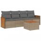 Preview: 5-tlg. Garten-Sofagarnitur mit Kissen Beige Poly Rattan