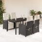 Preview: ARDEBO.de - 5-tlg. Garten-Essgruppe mit Kissen Schwarz Poly Rattan