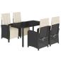 Preview: 5-tlg. Garten-Essgruppe mit Kissen Schwarz Poly Rattan