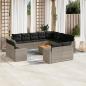 Preview: ARDEBO.de - 13-tlg. Garten-Sofagarnitur mit Kissen Grau Poly Rattan