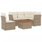 Preview: 6-tlg. Garten-Sofagarnitur mit Kissen Beige Poly Rattan