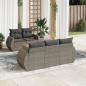 Preview: ARDEBO.de - 6-tlg. Garten-Sofagarnitur mit Kissen Grau Poly Rattan