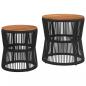 Preview: Garten-Beistelltische 2 Stk. mit Holzplatte Schwarz Poly Rattan