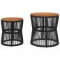 Preview: Garten-Beistelltische 2 Stk. mit Holzplatte Schwarz Poly Rattan