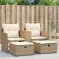 Preview: ARDEBO.de - Gartensofa 2-Sitzer mit Hockern Beige Poly Rattan