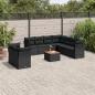 Preview: ARDEBO.de - 10-tlg. Garten-Sofagarnitur mit Kissen Schwarz Poly Rattan