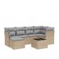 Preview: 7-tlg. Garten-Sofagarnitur mit Kissen Beige Poly Rattan