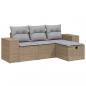 Preview: 4-tlg. Garten-Sofagarnitur mit Kissen Beigemischung Poly Rattan