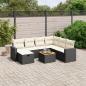Preview: ARDEBO.de - 8-tlg. Garten-Sofagarnitur mit Kissen Schwarz Poly Rattan