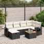 Preview: ARDEBO.de - 7-tlg. Garten-Sofagarnitur mit Kissen Schwarz Poly Rattan