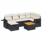Preview: 7-tlg. Garten-Sofagarnitur mit Kissen Schwarz Poly Rattan