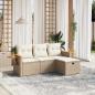 Preview: ARDEBO.de - 4-tlg. Garten-Sofagarnitur mit Kissen Beige Poly Rattan