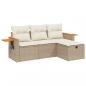Preview: 4-tlg. Garten-Sofagarnitur mit Kissen Beige Poly Rattan