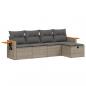 Preview: 5-tlg. Garten-Sofagarnitur mit Kissen Grau Poly Rattan