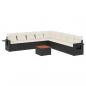 Preview: 10-tlg. Garten-Sofagarnitur mit Kissen Schwarz Poly Rattan