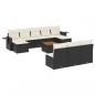 Preview: 11-tlg. Garten-Sofagarnitur mit Kissen Schwarz Poly Rattan