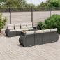 Preview: ARDEBO.de - 9-tlg. Garten-Sofagarnitur mit Kissen Schwarz Poly Rattan