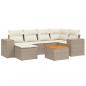 Preview: 7-tlg. Garten-Sofagarnitur mit Kissen Beige Poly Rattan