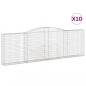 Preview: Gabionen mit Hochbogen 10Stk. 400x30x120/140cm Verzinktes Eisen