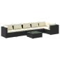 Preview: 7-tlg. Garten-Lounge-Set mit Kissen Poly Rattan Schwarz