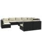 Preview: 10-tlg. Garten-Lounge-Set mit Kissen Poly Rattan Schwarz