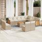 Preview: ARDEBO.de - 13-tlg. Garten-Sofagarnitur mit Kissen Beige Poly Rattan