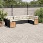 Preview: ARDEBO.de - 10-tlg. Garten-Sofagarnitur mit Kissen Schwarz Poly Rattan
