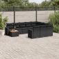 Preview: ARDEBO.de - 11-tlg. Garten-Sofagarnitur mit Kissen Schwarz Poly Rattan
