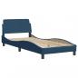 Preview: Bettgestell mit Kopfteil Blau 90x200 cm Stoff