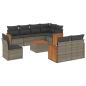 Preview: 9-tlg. Garten-Sofagarnitur mit Kissen Grau Poly Rattan
