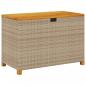 Preview: Gartentruhe Beige 110x55x63 cm Poly Rattan Akazienholz