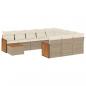 Preview: 11-tlg. Garten-Sofagarnitur mit Kissen Beige Poly Rattan