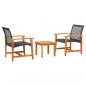 Preview: 3-tlg. Bistro-Set Schwarz Poly Rattan und Akazienholz
