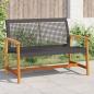 Preview: ARDEBO.de - Gartenbank Schwarz 112 cm Poly Rattan und Akazienholz