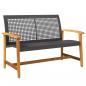 Preview: Gartenbank Schwarz 112 cm Poly Rattan und Akazienholz